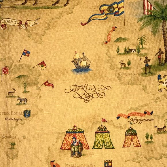 Vintage P Kaufmann WORLD EXPLORERS Fabric 1+ yards - Picture 3 of 7